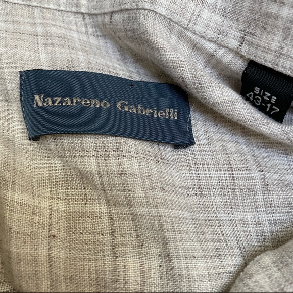 Nazareno Gabrielli Linen Button Down Shirt Made In Italy - Picture 13 of 14
